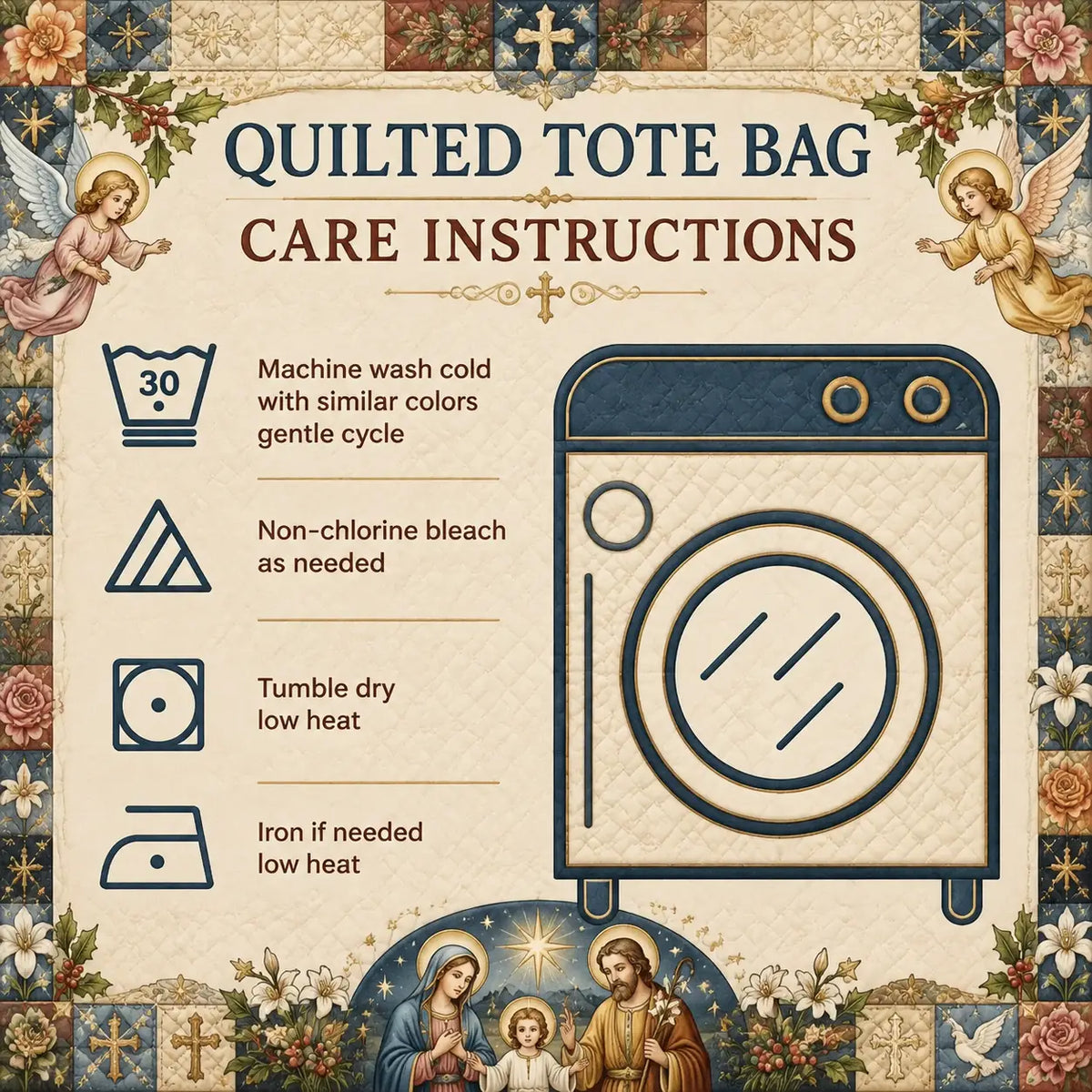 Nativity Blessings Quilted Tote Bag