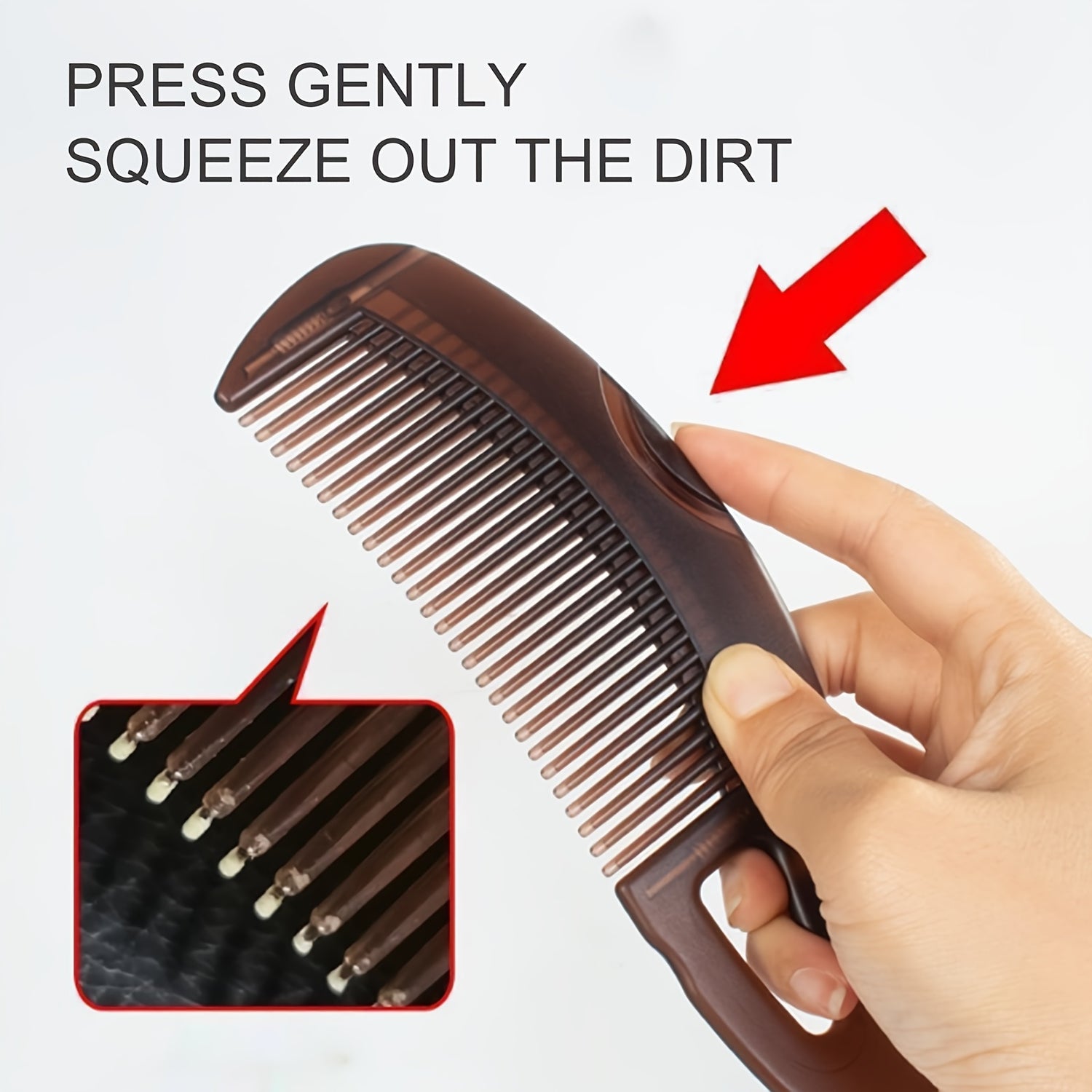 Press to squeeze out dirt - portable scalp cleaning comb, efficient dandruff removal and oil removal, ergonomic massage design, elegant fine tooth shape, gentle hair care massager