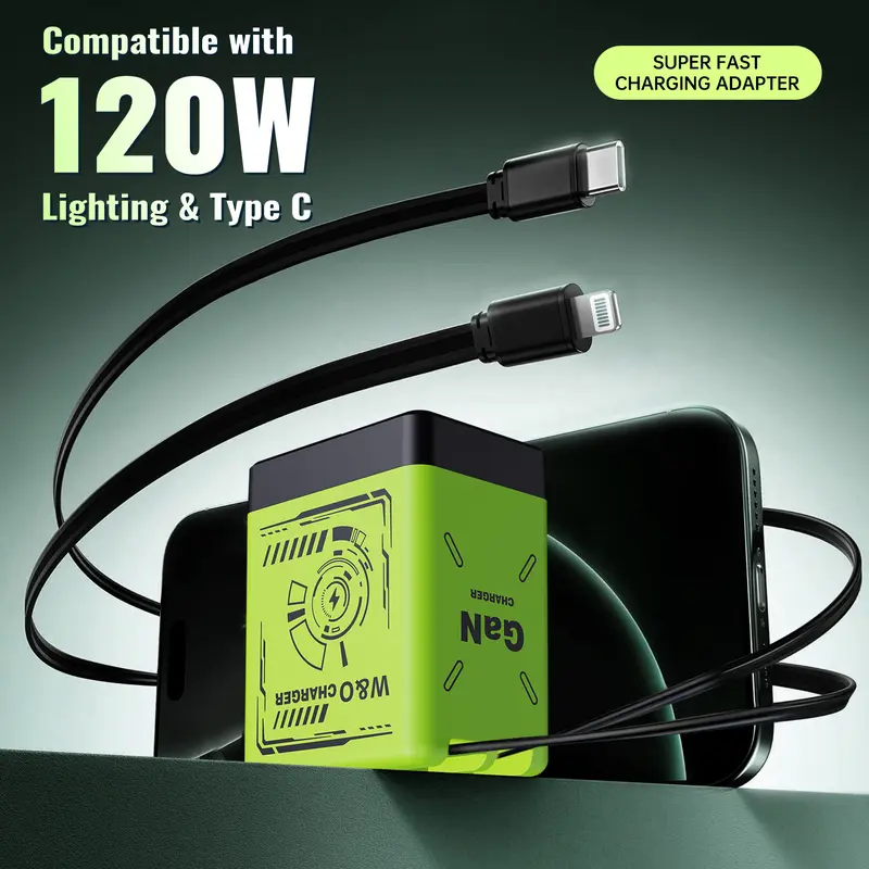 120W GaN Retractable Portable Charger