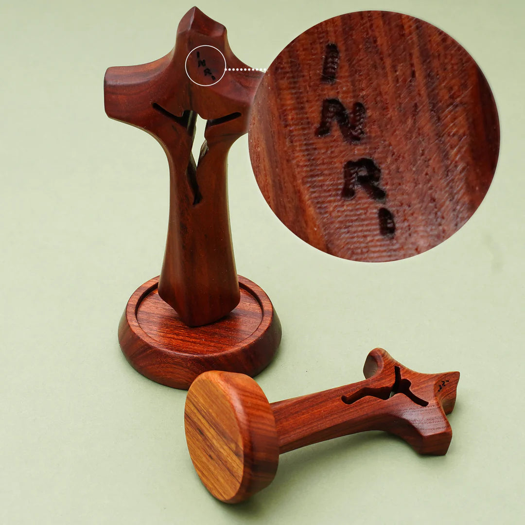 Wooden Sacred Cross Desktop Ornament: Casting a Totem of Faith