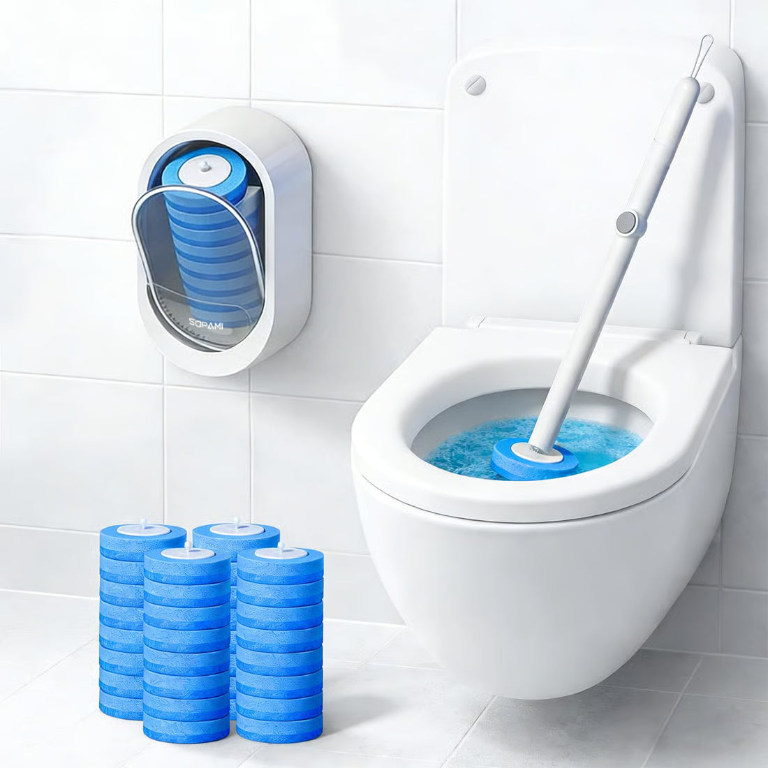 🧼Upgrade Your Toilet Cleaning – Disposable System with 32 Refills