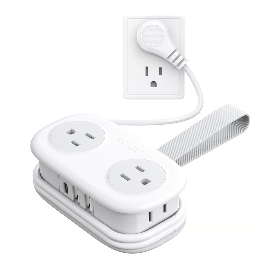 4FT Portable Power Strip – 4 AC Outlets for Travel