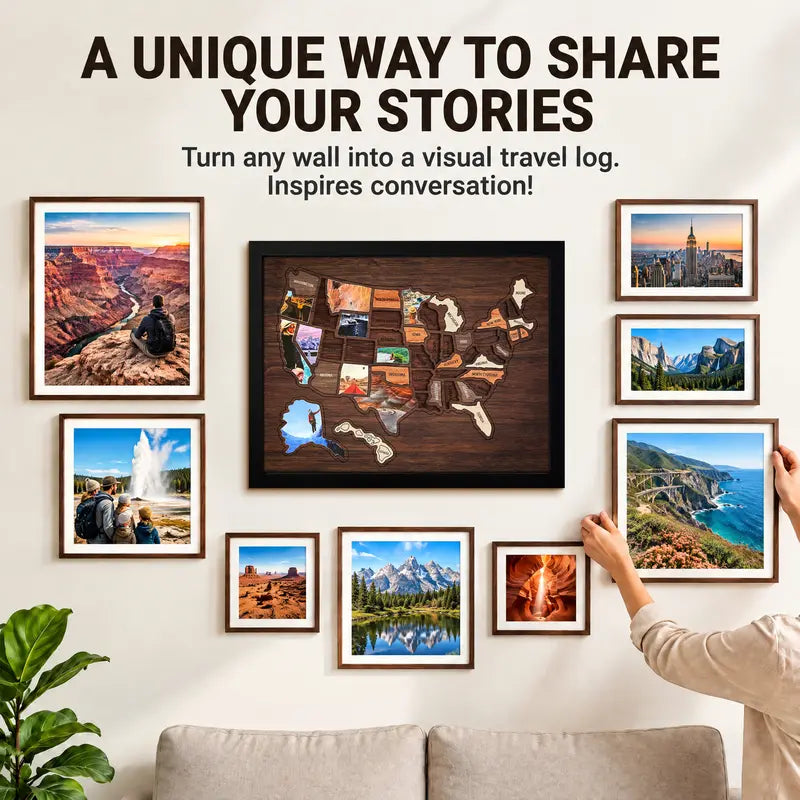 Wooden USA Travel Map Puzzle | Track Your Adventures Across America