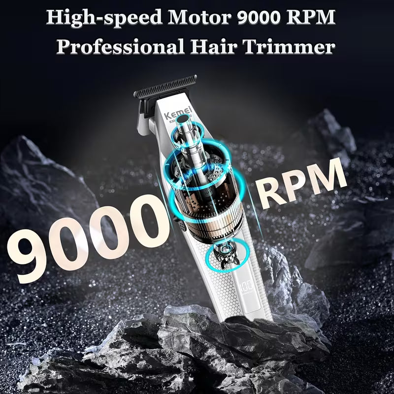 Kemei KM3023-702 Zero Gapped Cordless Hair Trimmer Professional Hair Clipper Men Barber Rechargeable Finish Hair Citing Machine