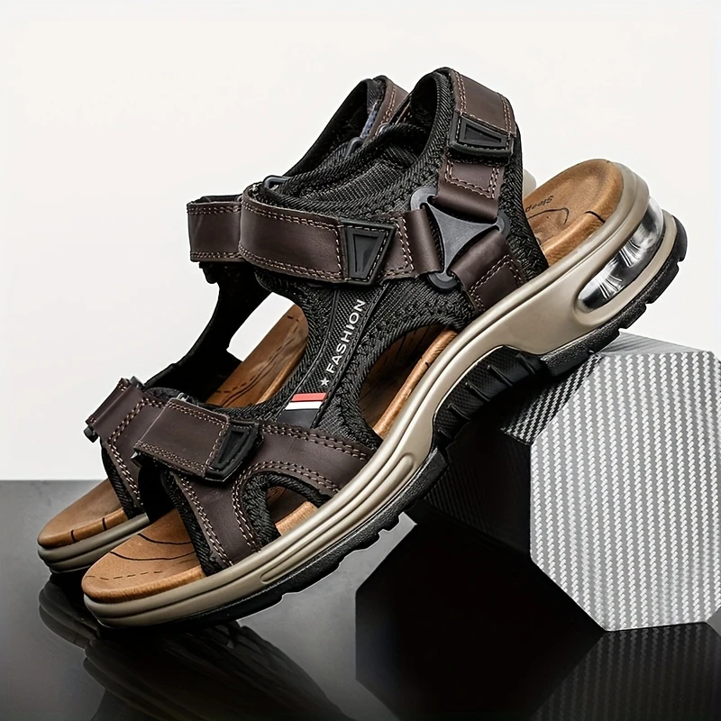 Men’s Orthopedic Air Cushion Sandals – Breathable Leather & All-Day Support