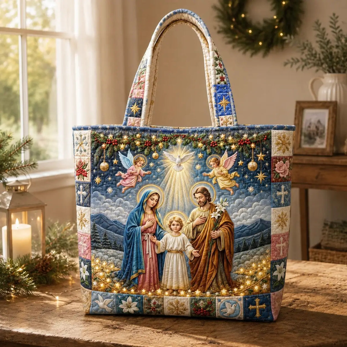 Nativity Blessings Quilted Tote Bag