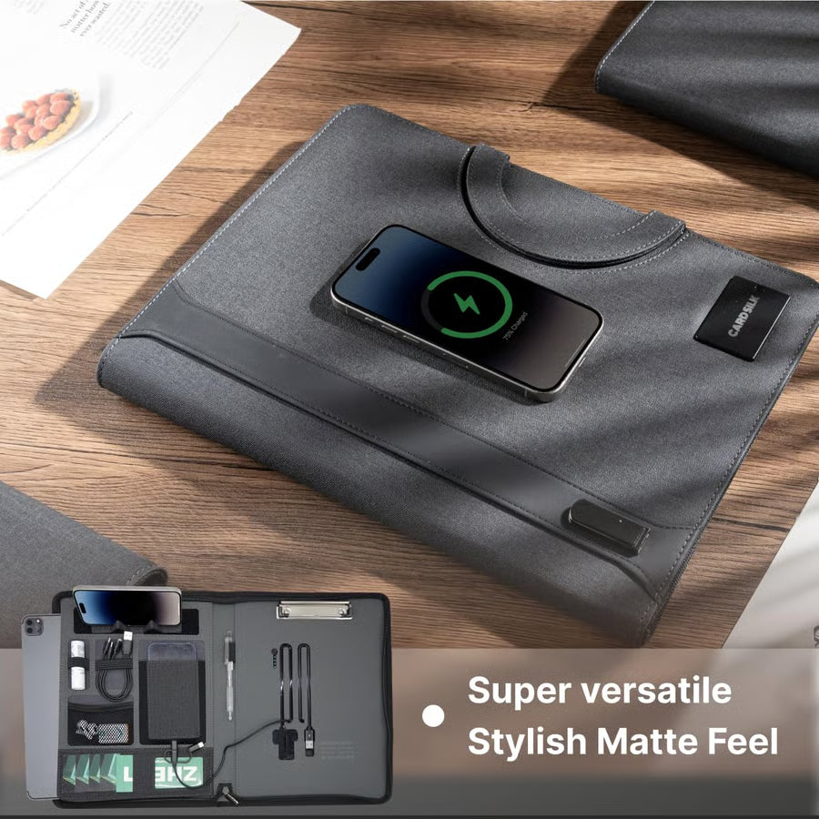 Executive Leather Portfolio with 8000mAh Power Bank