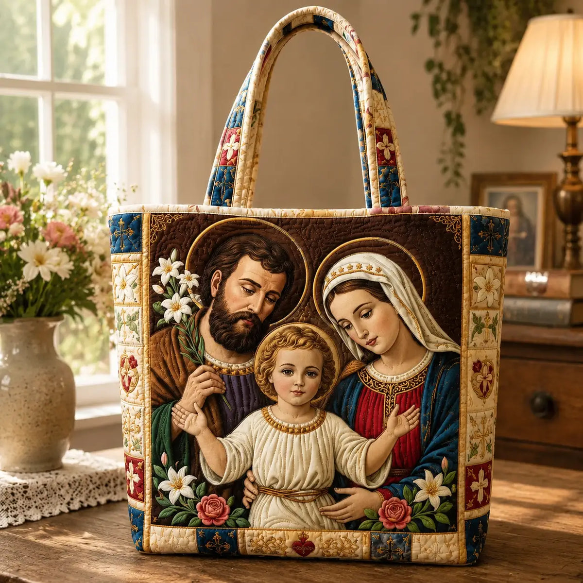 Nativity Blessings Quilted Tote Bag