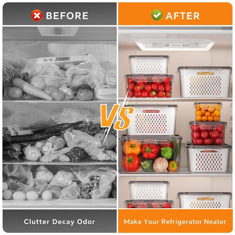 ✨Clear Food Storage Box with Drain Basket💧