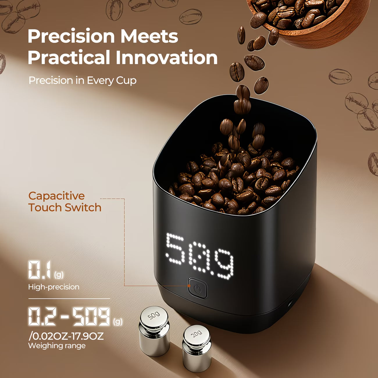 2-in-1 Portable Electric Coffee Bean Scale