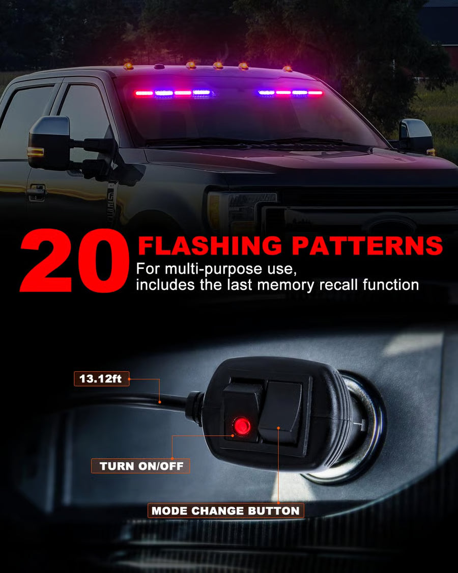 48-LED Emergency Dash Strobe Lights for Windshield