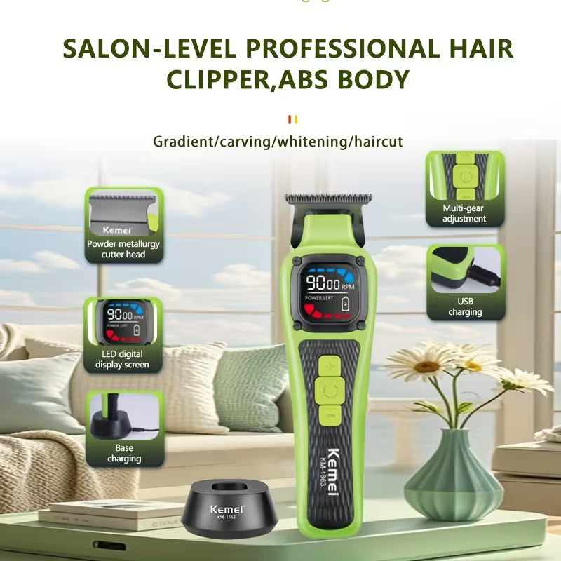 Kemei KM-1863 Professional Hair Clippers Set for Men Wireless Electric Hair Trimmer USB Rechargeable Portable Haircut Kit