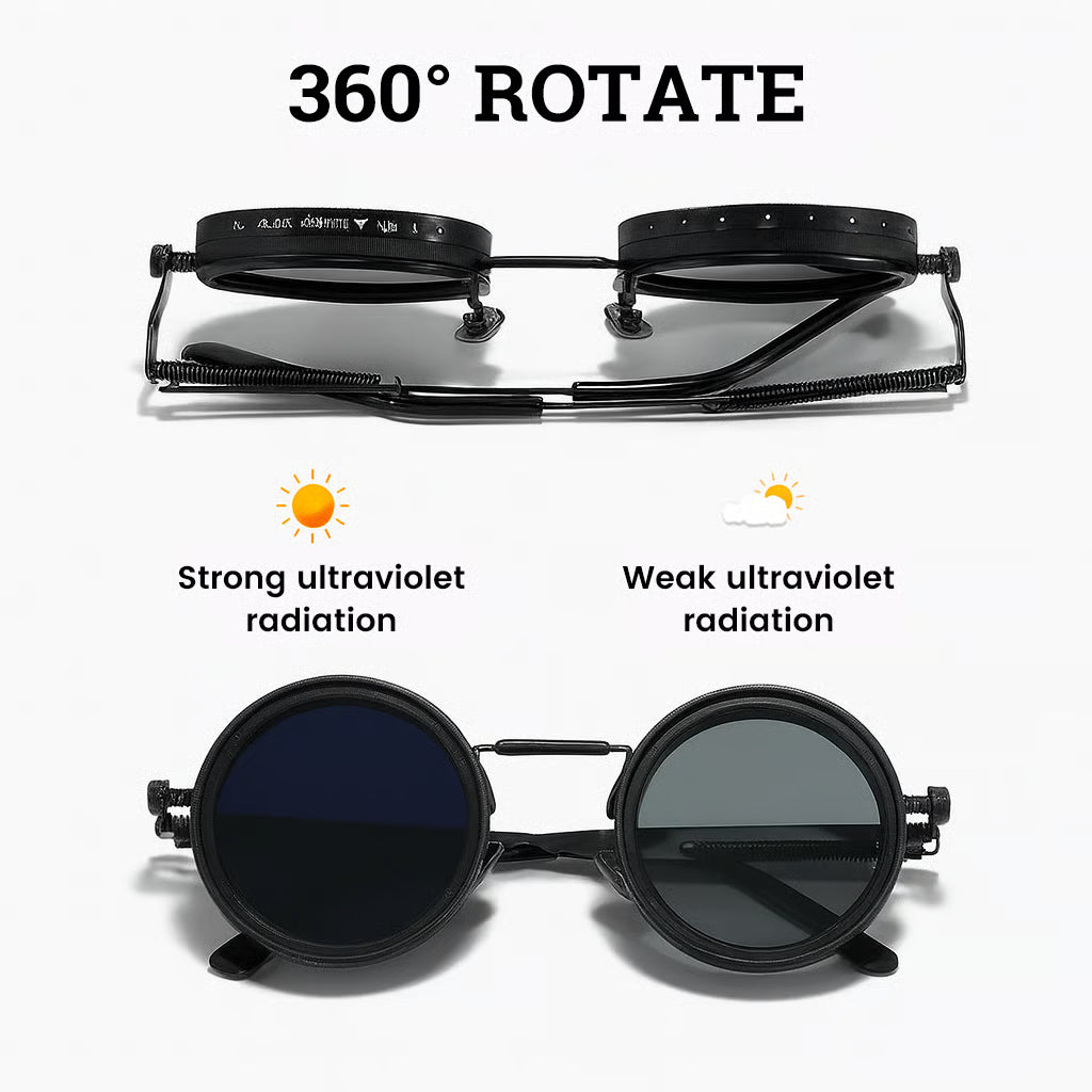 Adjustable-Tint Polarized Retro Round Sunglasses