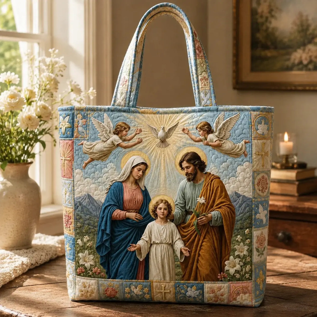 Nativity Blessings Quilted Tote Bag