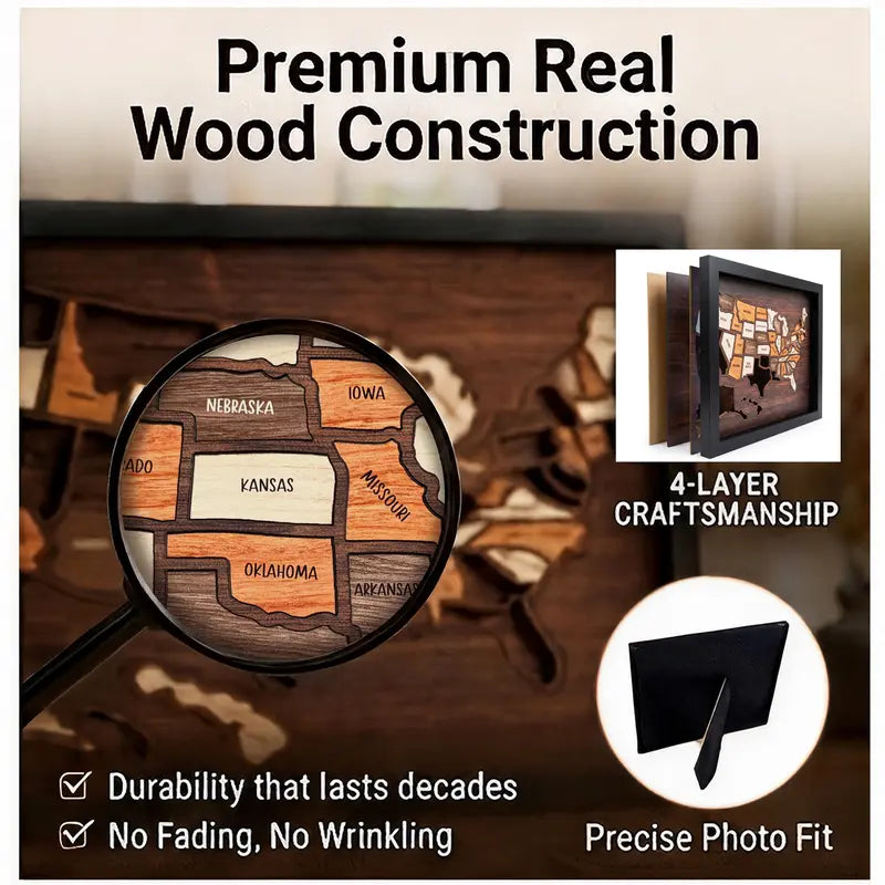 Wooden USA Travel Map Puzzle | Track Your Adventures Across America