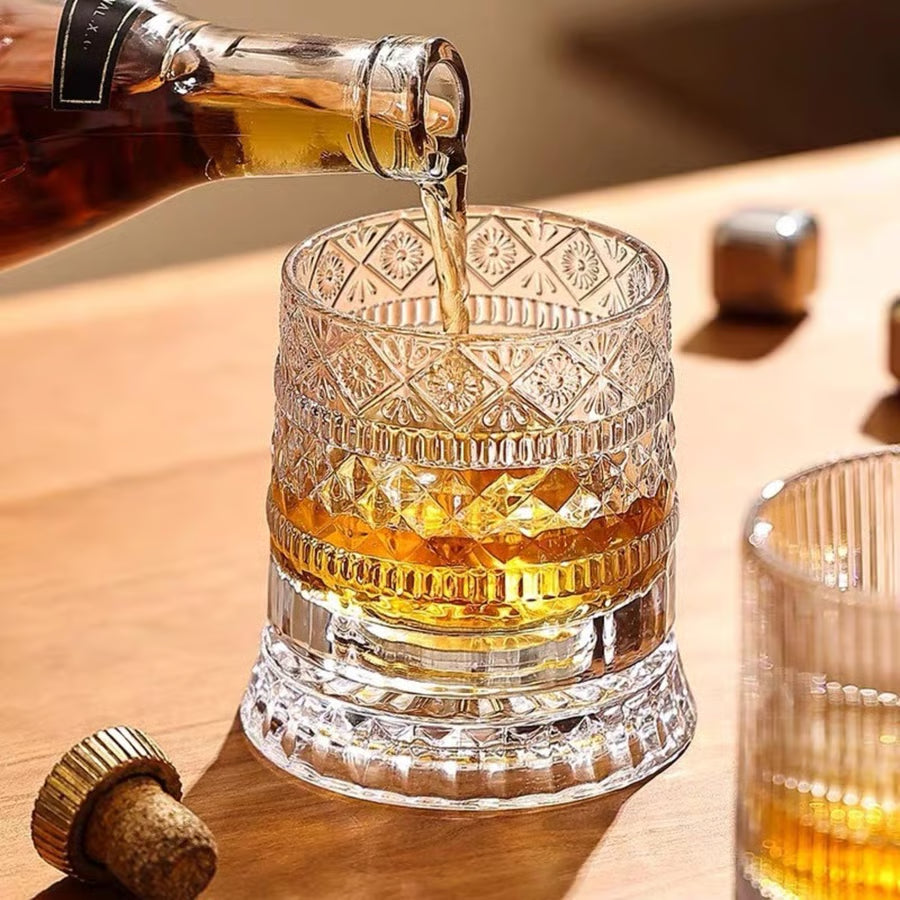 Rotating Crystal Whiskey Tumbler for Smoother Flavor