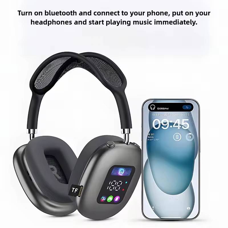 Over-Ear Wireless Bluetooth Headphones – RGB Display & TF Card Playback