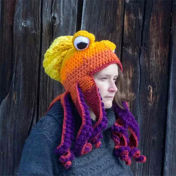 Hand-Knitted Octopus Hat – Fun, Cozy & Eye-Catching