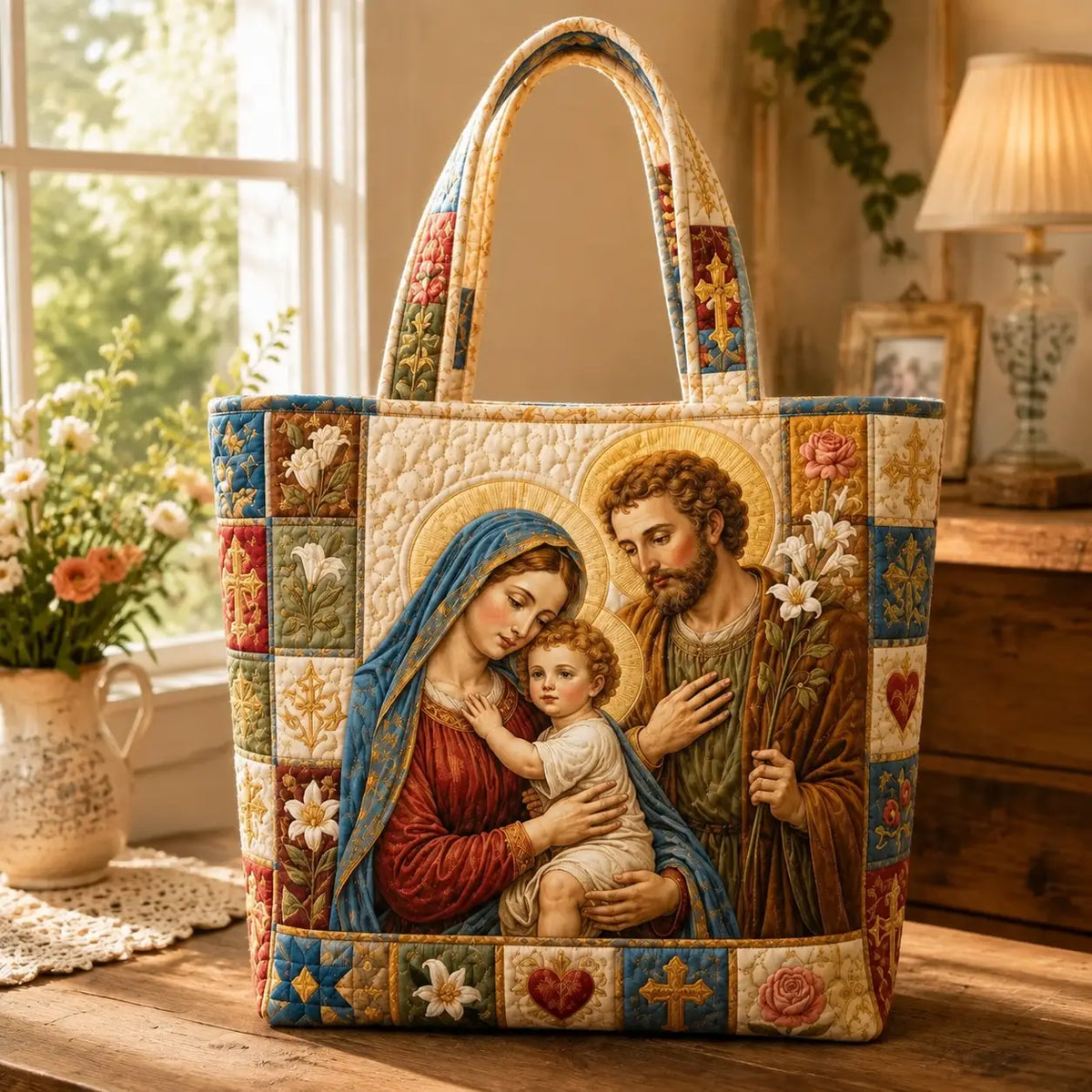 Nativity Blessings Quilted Tote Bag