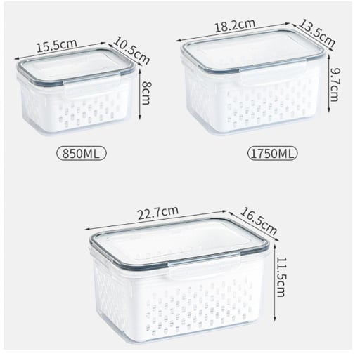 ✨Clear Food Storage Box with Drain Basket💧
