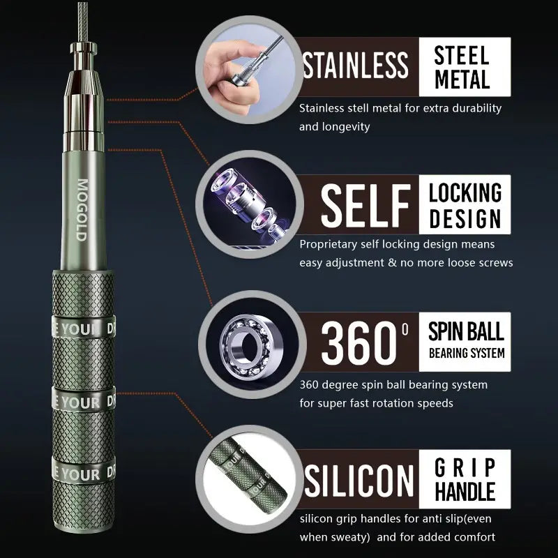 Adjustable Speed Jump Rope - 360° Ball Bearings & PVC Steel Cable