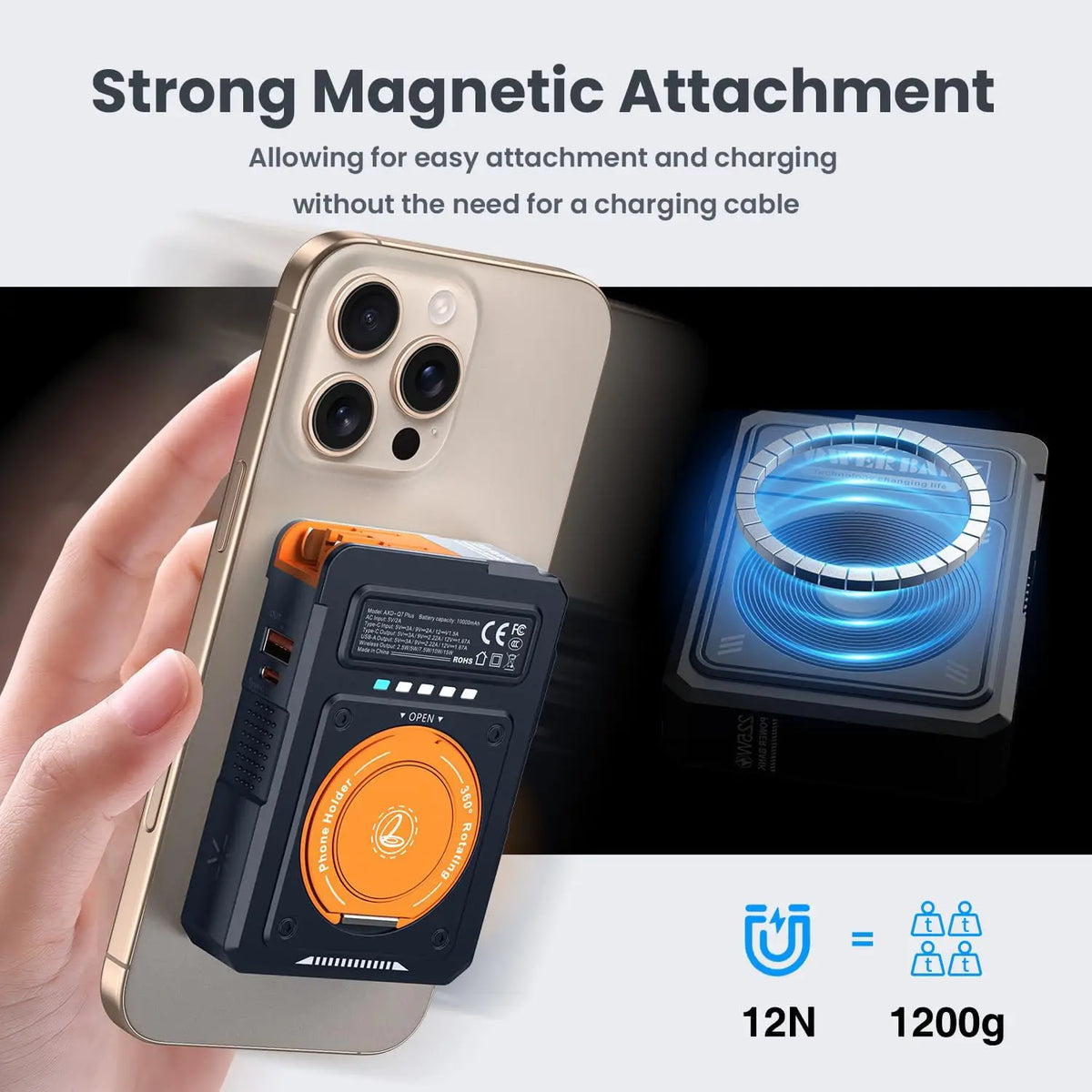 🔥5-in-1 Magnetic Power Bank – Fast Charging, Built-In Plug & Wireless Charger⚡