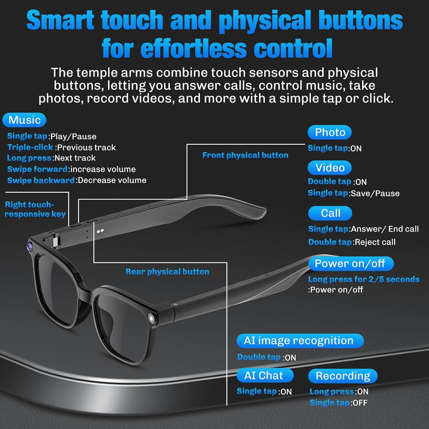 4K Camera Smart Glasses – Real-Time AI Translation & Object Recognition