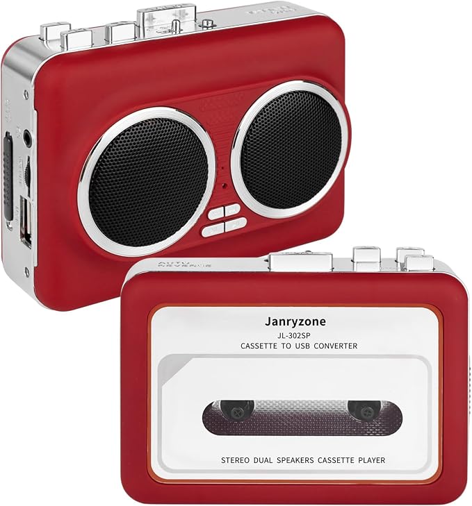 🔊 Dual-Speaker Retro Cassette Player – Stereo Sound, Auto-Reverse & Tape-to-MP3 Conversion🎵