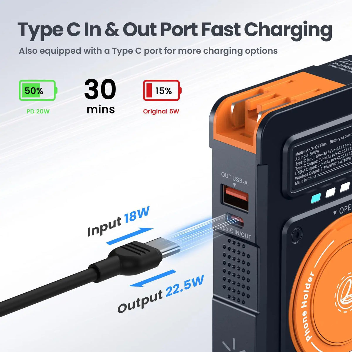 🔥5-in-1 Magnetic Power Bank – Fast Charging, Built-In Plug & Wireless Charger⚡