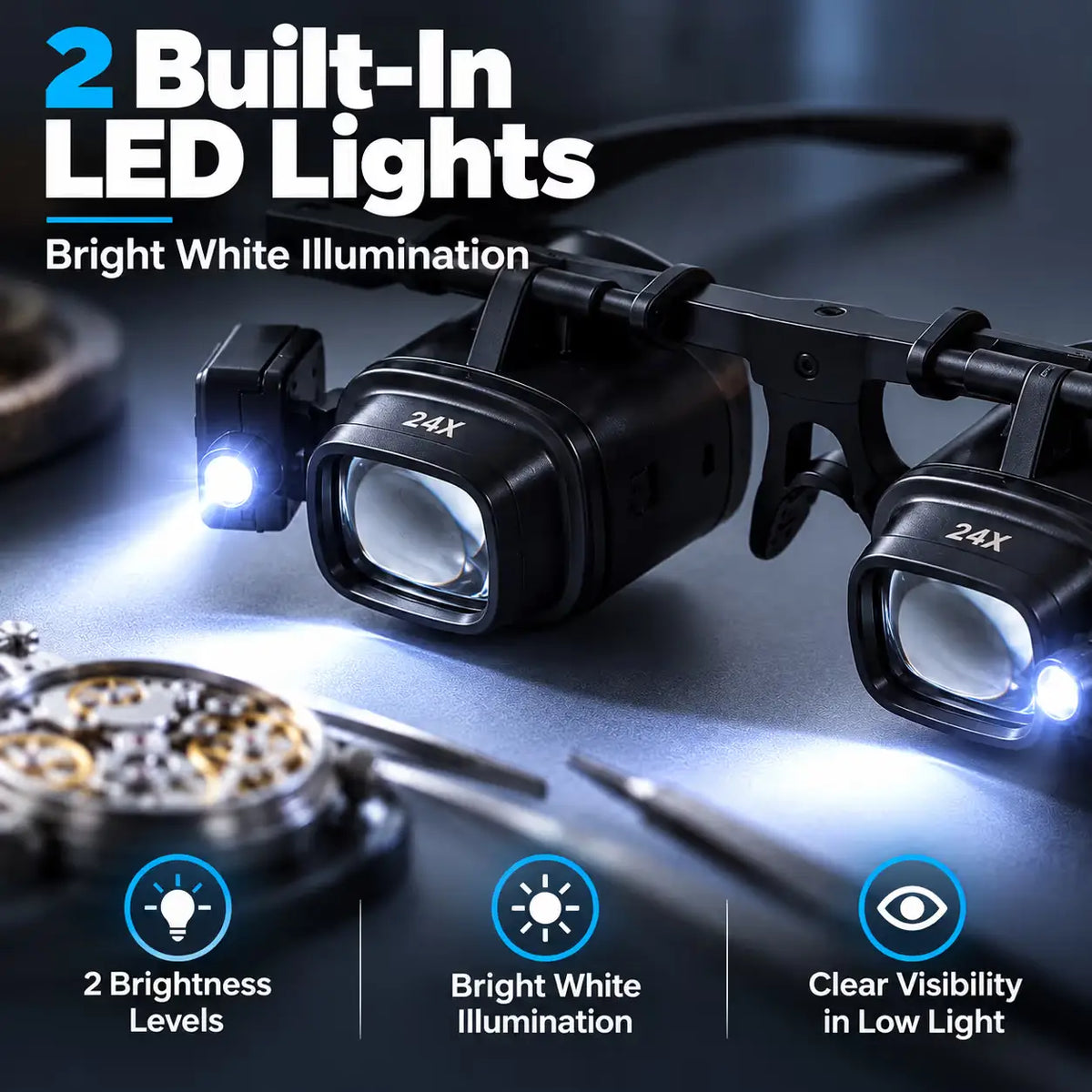 🔍LED Headband Magnifying Glass – Hands-Free Vision Aid for Reading, Crafts & Precision Work💡