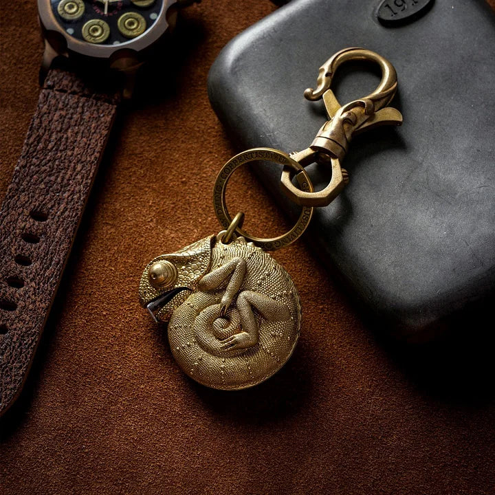 Chameleon Brass Keychain Tape Measure