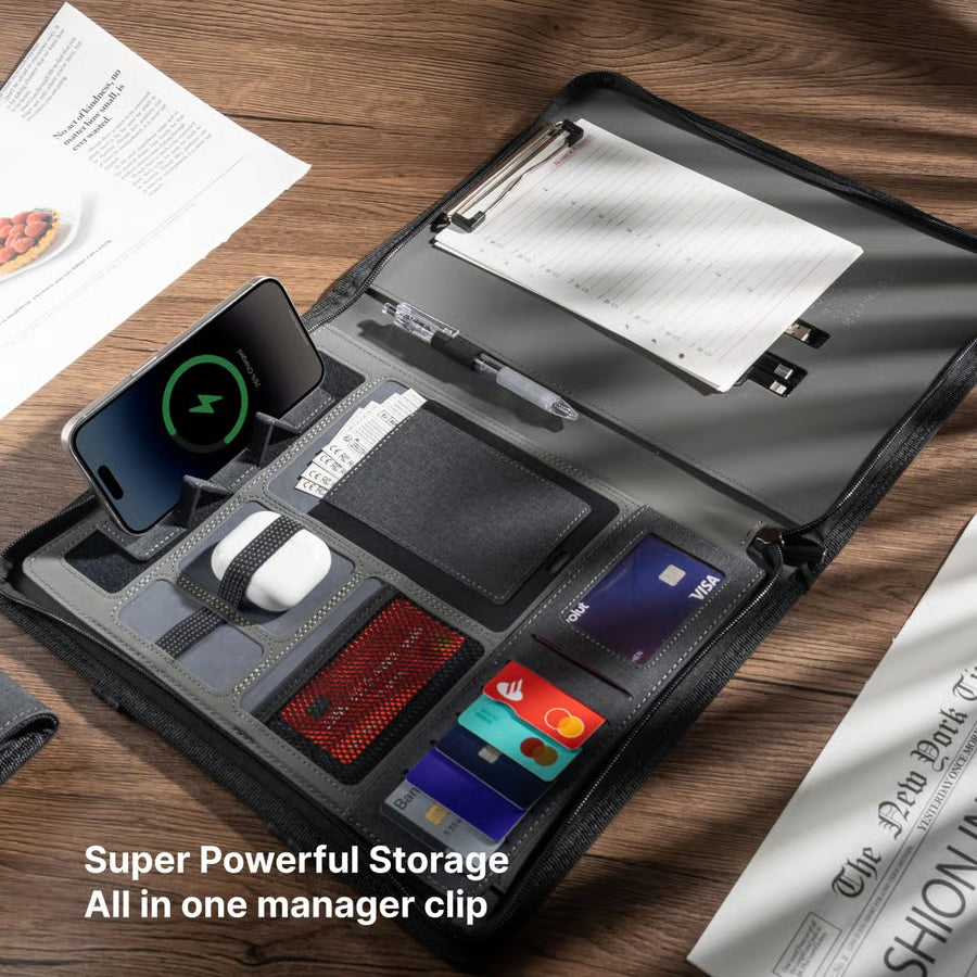 Executive Leather Portfolio with 8000mAh Power Bank