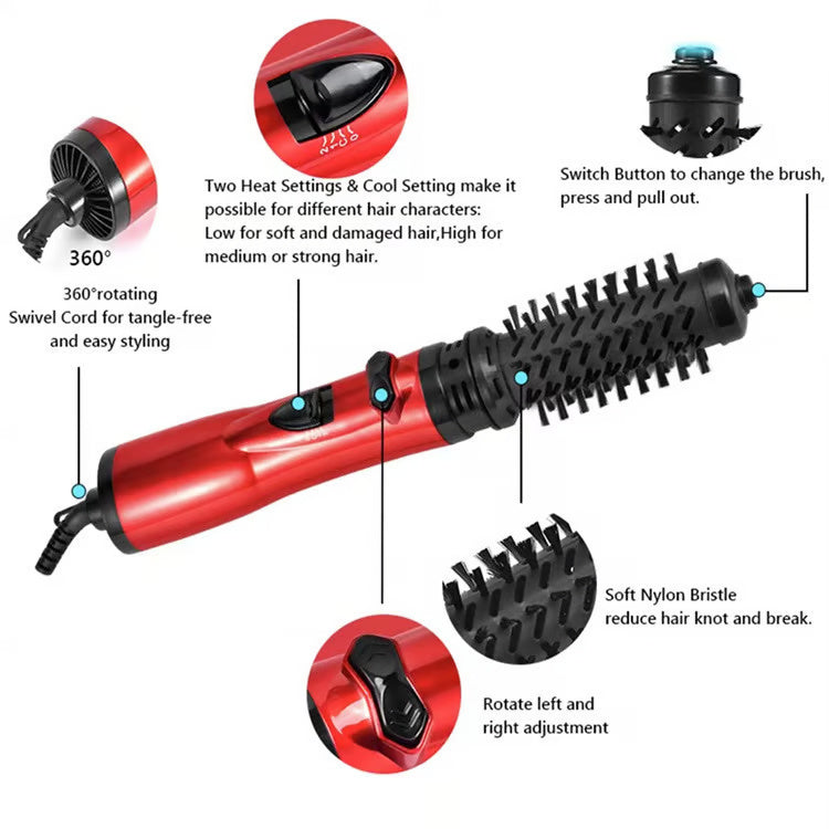 2-in-1 Rotating Hot Air Brush – Dry, Style & Shine in One Step