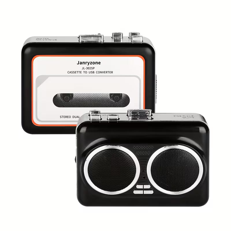 🔊 Dual-Speaker Retro Cassette Player – Stereo Sound, Auto-Reverse & Tape-to-MP3 Conversion🎵