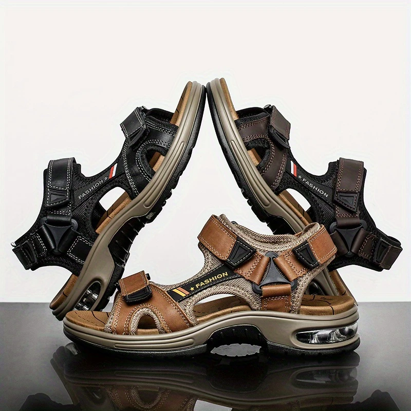 Men’s Orthopedic Air Cushion Sandals – Breathable Leather & All-Day Support