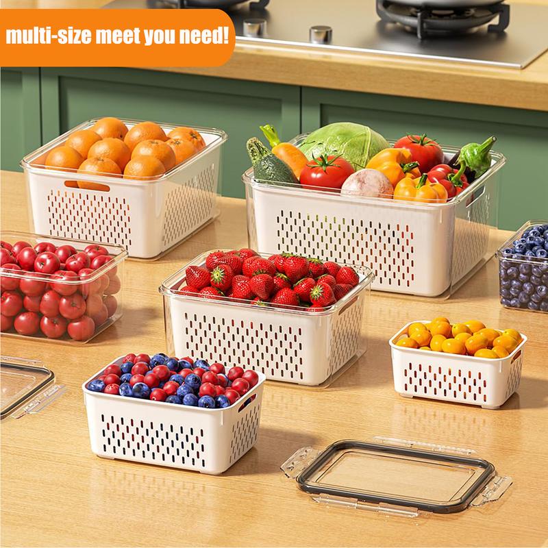 ✨Clear Food Storage Box with Drain Basket💧