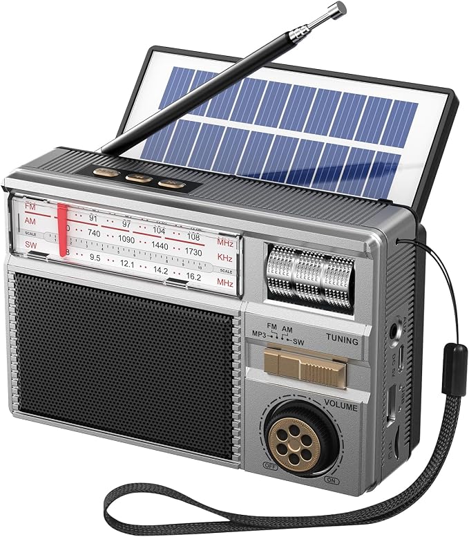 📻 Portable All-Band Classical Radio with Bluetooth Speaker & Solar Charging ☀️🔋