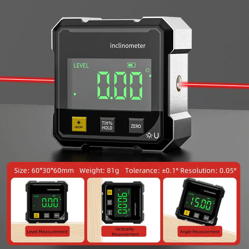 Precision Digital Laser Angle Gauge – Strong 4-Side Magnet for Perfect Positioning