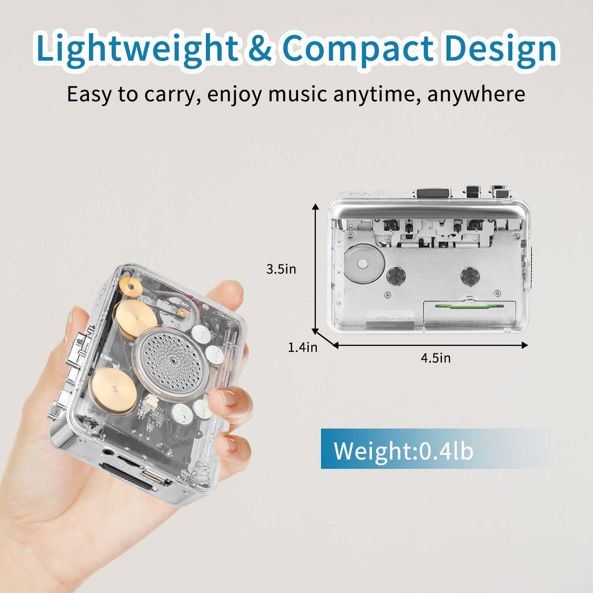 📼 Retro Portable Cassette Player — Bring Old Memories Back with Auto Reverse Playback, Stereo Sound & Tape-to-MP3 Conversion🎵