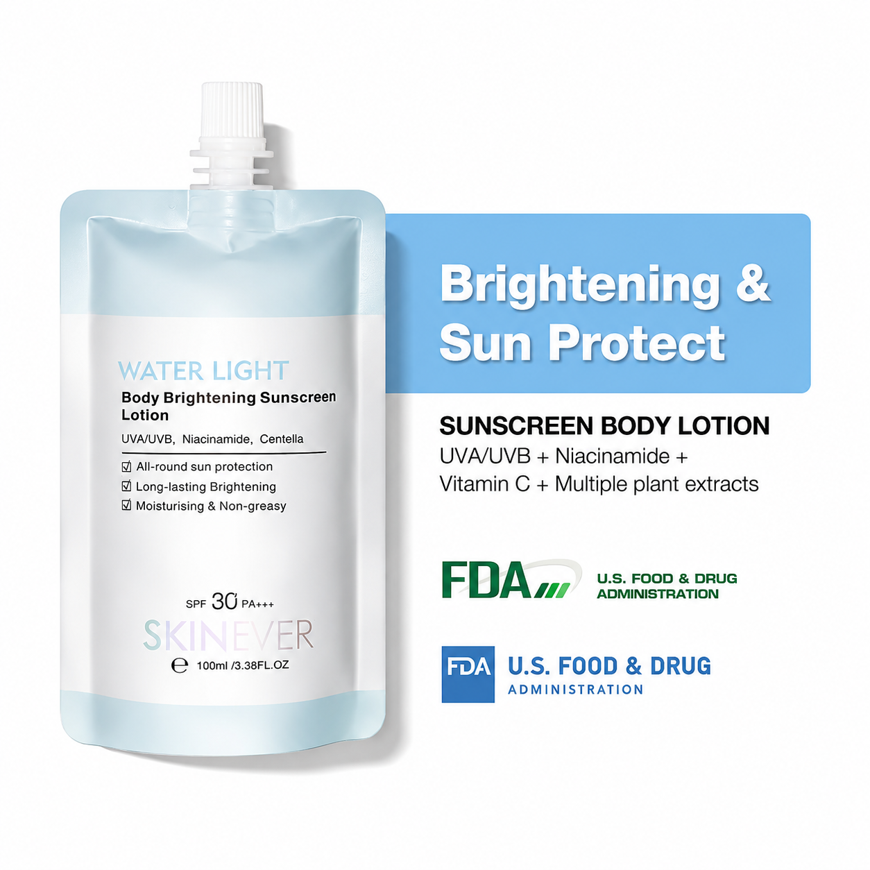 Water-Light Brightening Sunscreen Lotion – Niacinamide Infused