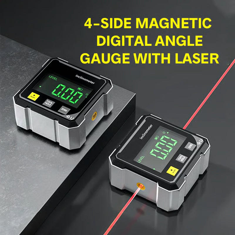 Precision Digital Laser Angle Gauge – Strong 4-Side Magnet for Perfect Positioning