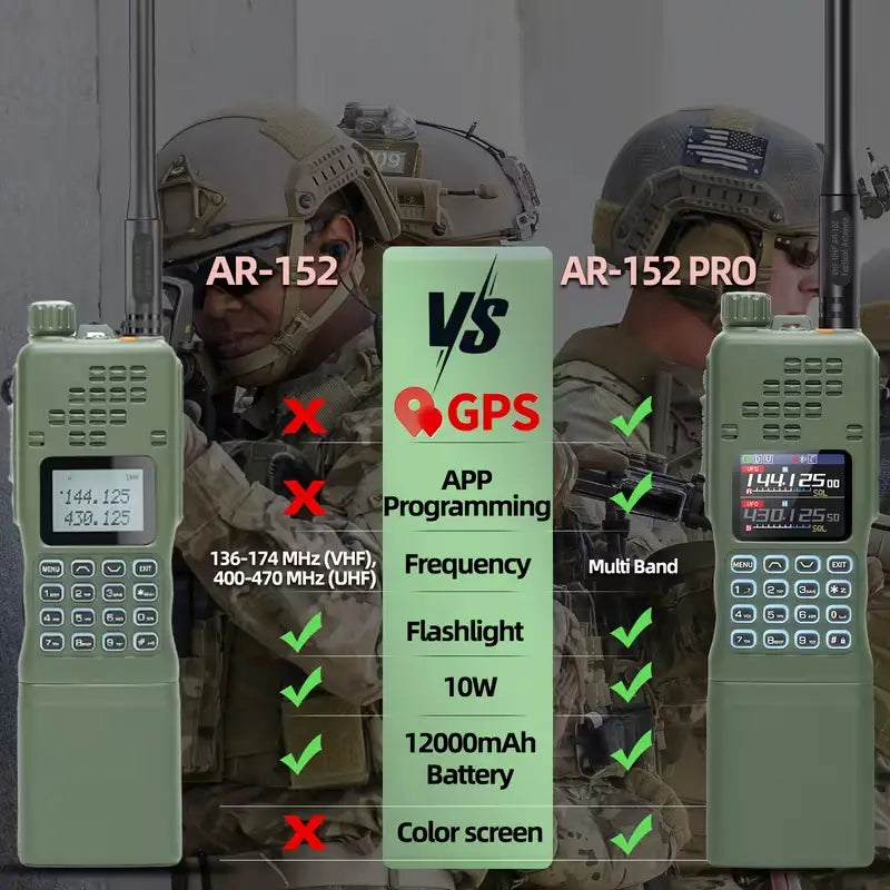 📡AR-152 PRO 10W Tactical Walkie Talkie for Camping, Hiking, Hunting & Outdoor Adventures