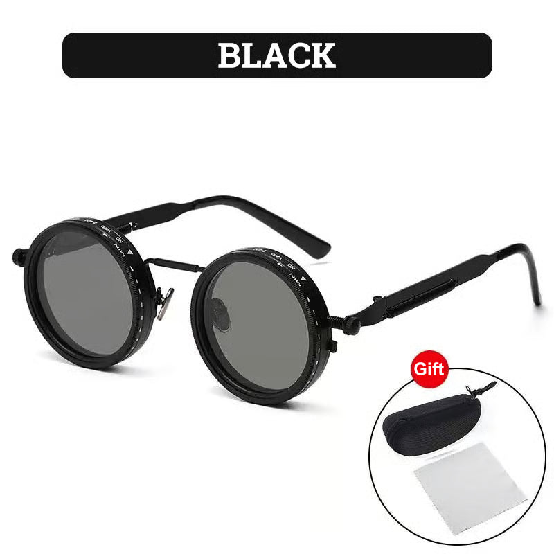 Adjustable-Tint Polarized Retro Round Sunglasses