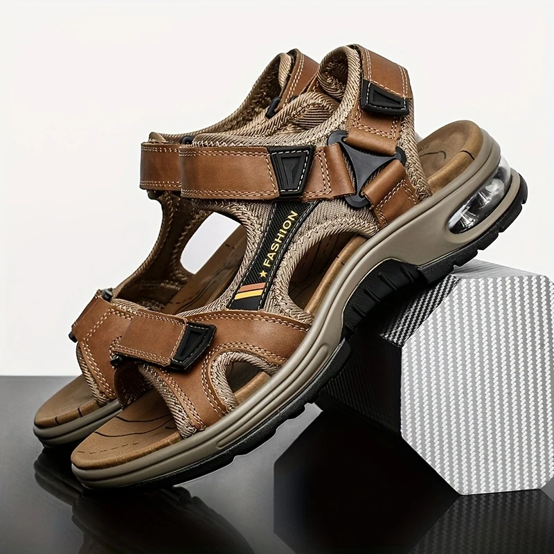 Men’s Orthopedic Air Cushion Sandals – Breathable Leather & All-Day Support