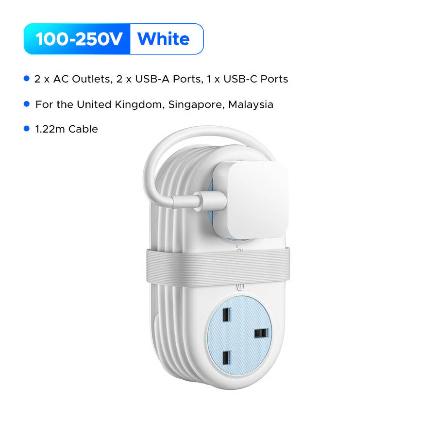 4FT Portable Power Strip – 4 AC Outlets for Travel