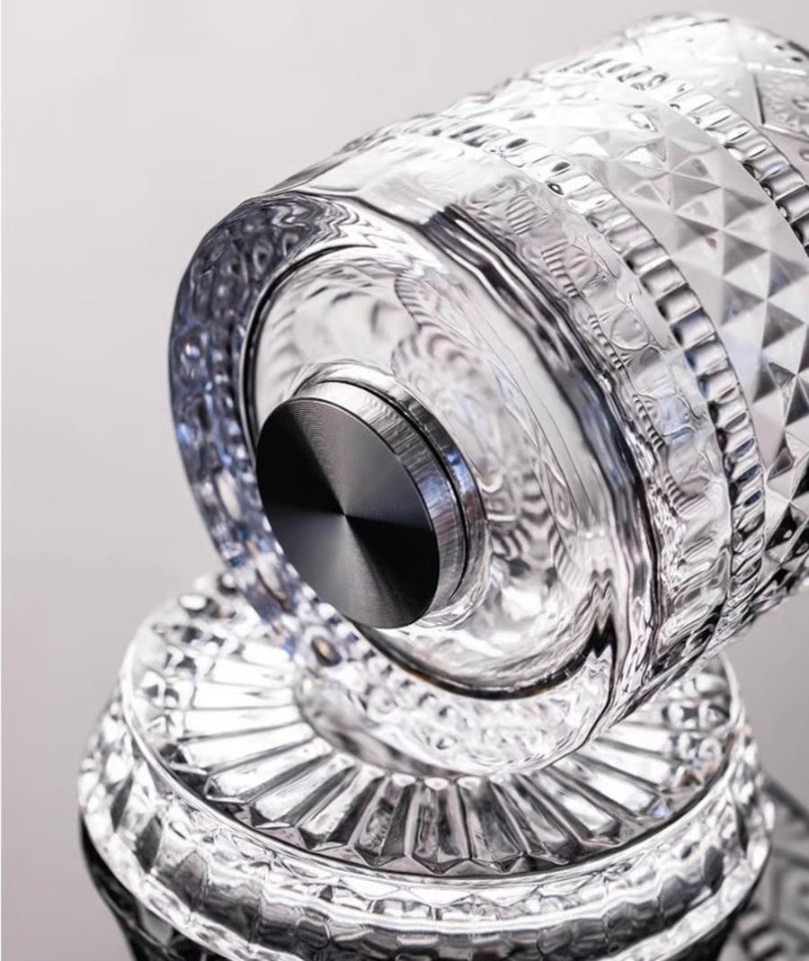 Rotating Crystal Whiskey Tumbler for Smoother Flavor