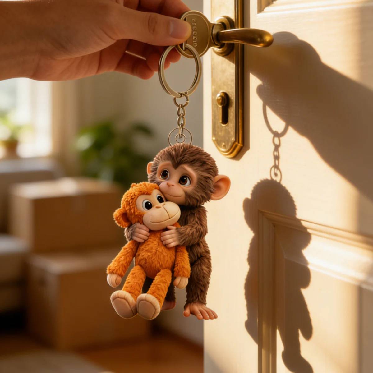 🐵 3D Viral Punch Monkey Keychain 💕🎁Emotional Gift for Animal Lovers, Family, Friends, Loved Ones