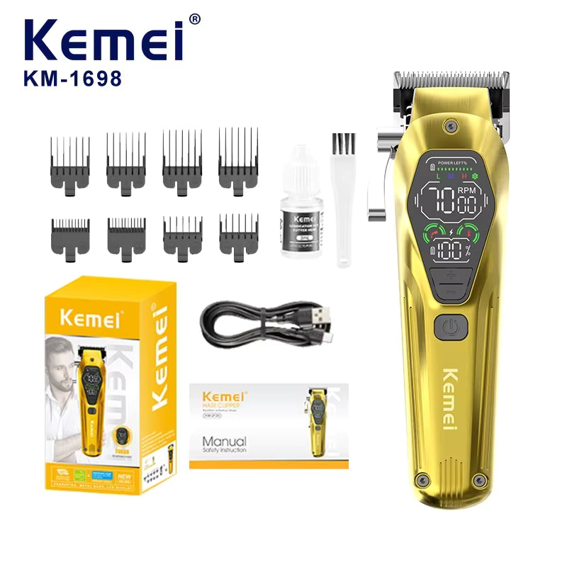 KEMEI KM-1698 Barbers Electric Hair Clipper Adjustable Bateria De Litio Hair Cutter Electric Hair Clipper Trimmer For Men