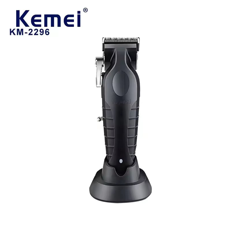 Kemei KM-2296 Professional Carbon Steel Cutter Electric Hair Clippers With Charging Base 2500 mAh Lithium Battery Hair Trimmer