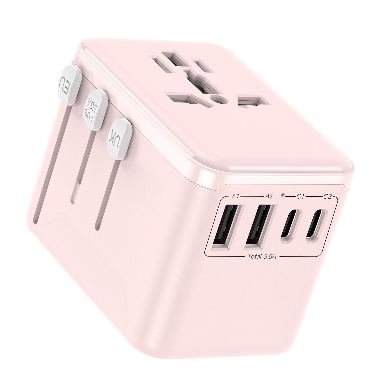 Universal Travel Adapter with Fast Charging – 2 Type-C + 2 USB-A Ports